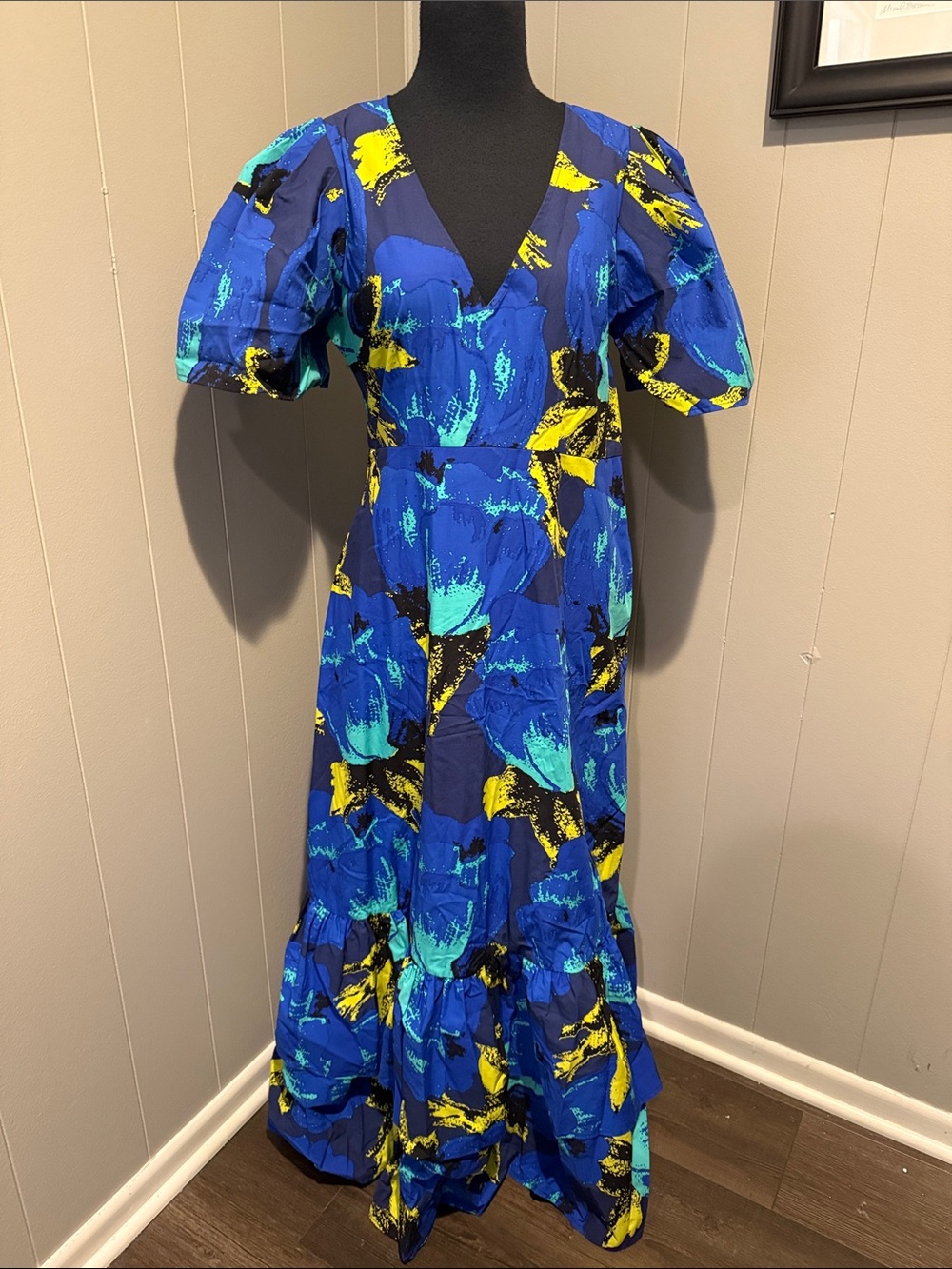 E Christopher John Rogers Target Women’s Abstract Floral Puff-Sleeve Maxi Dress - Picture 1 of 7